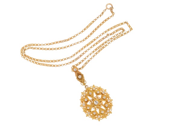Victorian Ornate Diamond Pendant Necklace Archeol… - image 3