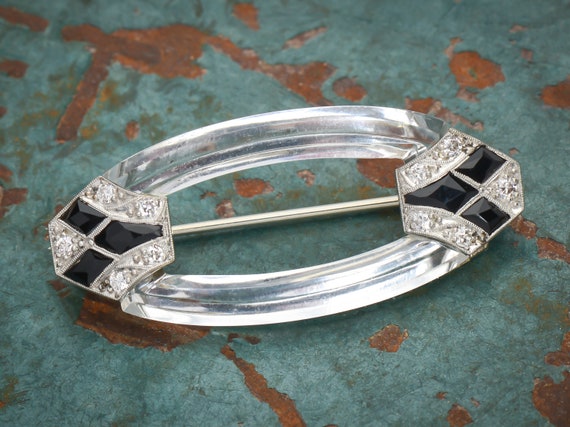 SPECIAL SALE Art Deco Raymond C. Yard Rock Crystal Diamond Onyx Rock Crystal Brooch C. 1935 Platinum White Gold Vintage Estate Signed Etsy Canada