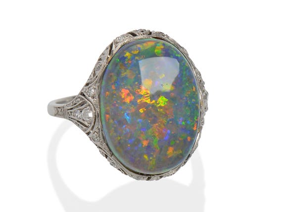 MARKED DOWN! Rare Art Deco Black Australian Opal … - image 5