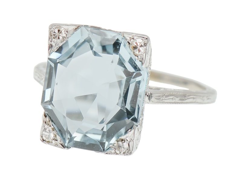 art deco aquamarine ring