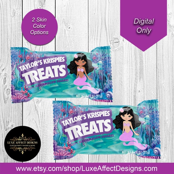 Mermaid Krispy Treats - Mermaid Birthday Party - Mermaid Party Favors - Under The Sea - Candy Favors - Printed Rice Krispy Treats Il_570xn