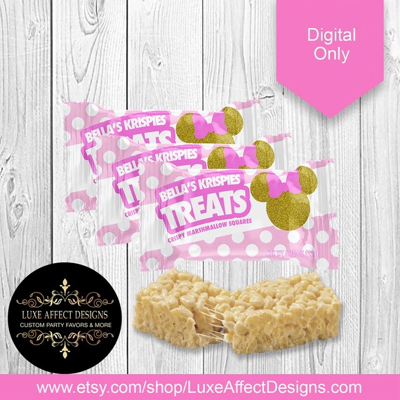 Minnie Mouse Rice Krispy Treats, Rice Krispies, Minnie Birthday Party, Minnie Party Favors, Pink Minnie, Party Snacks, Krispy Treats Il_570xn