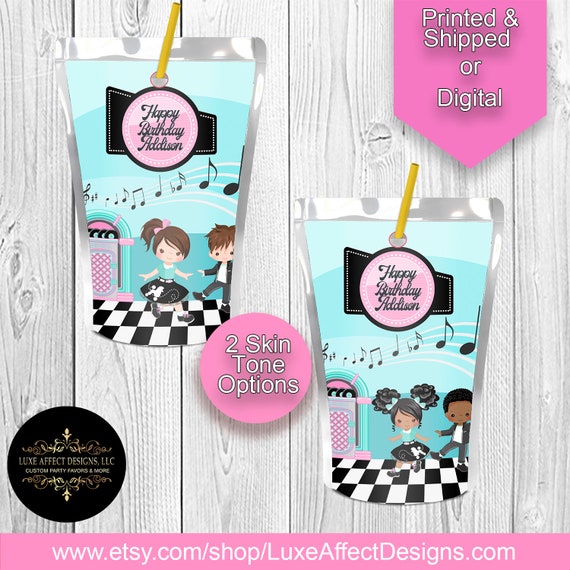Sock Hop Juice Labels - Custom Juice Labels - Sock Hop Birthday - Sock Hop Party - Sock Hop - Printable - Printed - 50's Juice Labels Il_570xn