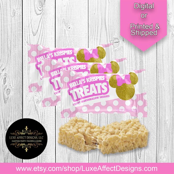 Minnie Mouse Rice Krispy Treats, Rice Krispies, Minnie Birthday Party, Minnie Party Favors, Pink Minnie, Party Snacks, Krispy Treats Il_570xn