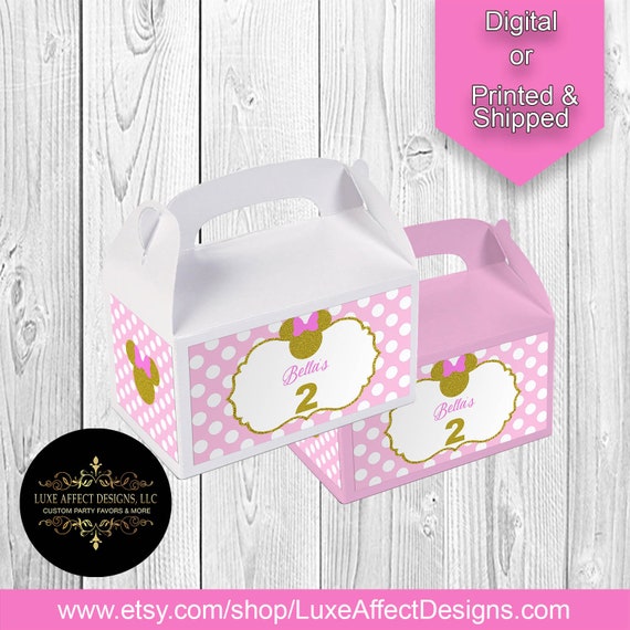 Minnie Favor Boxes - Custom Gable Box – Minnie Pink Birthday - Minnie Pink Party – Minnie Mouse - Printable - Printed - Goody Goodie Bags Il_570xn