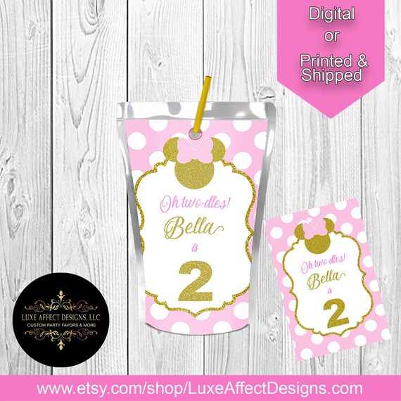Minnie Mouse Juice Pouch Labels - Capri Sun Labels - Minnie Mouse Birthday Party -Minnie Mouse- Digital - Printable - Printed Il_570xn