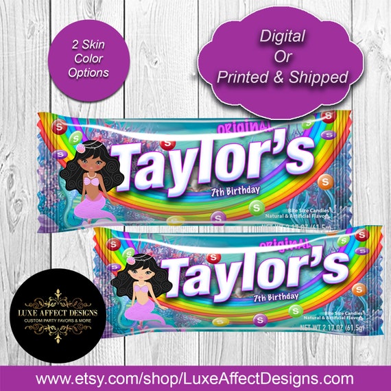 Mermaid Candy - Rainbow Candies - Mermaid Birthday Party - Mermaid Party Favors - Under The Sea - Candy Favors - Printed Skittles Il_570xn