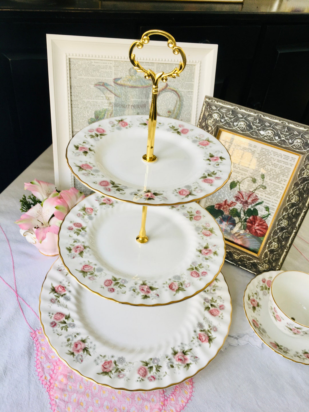 High Tea With Minton Spring Bouquet Pink Floral 3 Tier Cake Etsy