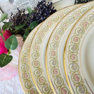 Set of 4 Elite Works Limoges Side Plates 6 inches, Antique French Porcelain