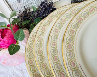 Set of 4 Elite Works Limoges Side Plates 6 inches, Antique Housewarming Gift, Spring and Shabby Chic Home Decor