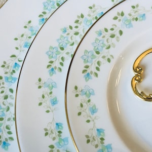 Coalport Green and Blue Floral 3 Tier Cake Stand made in England, Bone China Plates for Dessert or Tea Time