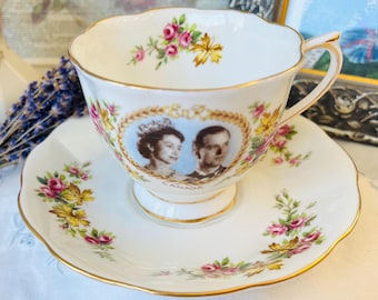 Royal Albert Queen Elizabeth Royal Visit Commemorative Teacup and Saucer Canada 1959, Tea Drinker Gift