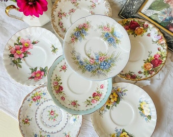 Royal Albert Replacement Saucers, Mixed Floral Patterns, Housewarming Gift, Catch All, Wall Decor Home, Vintage Ring Holder, Gifts Under 20