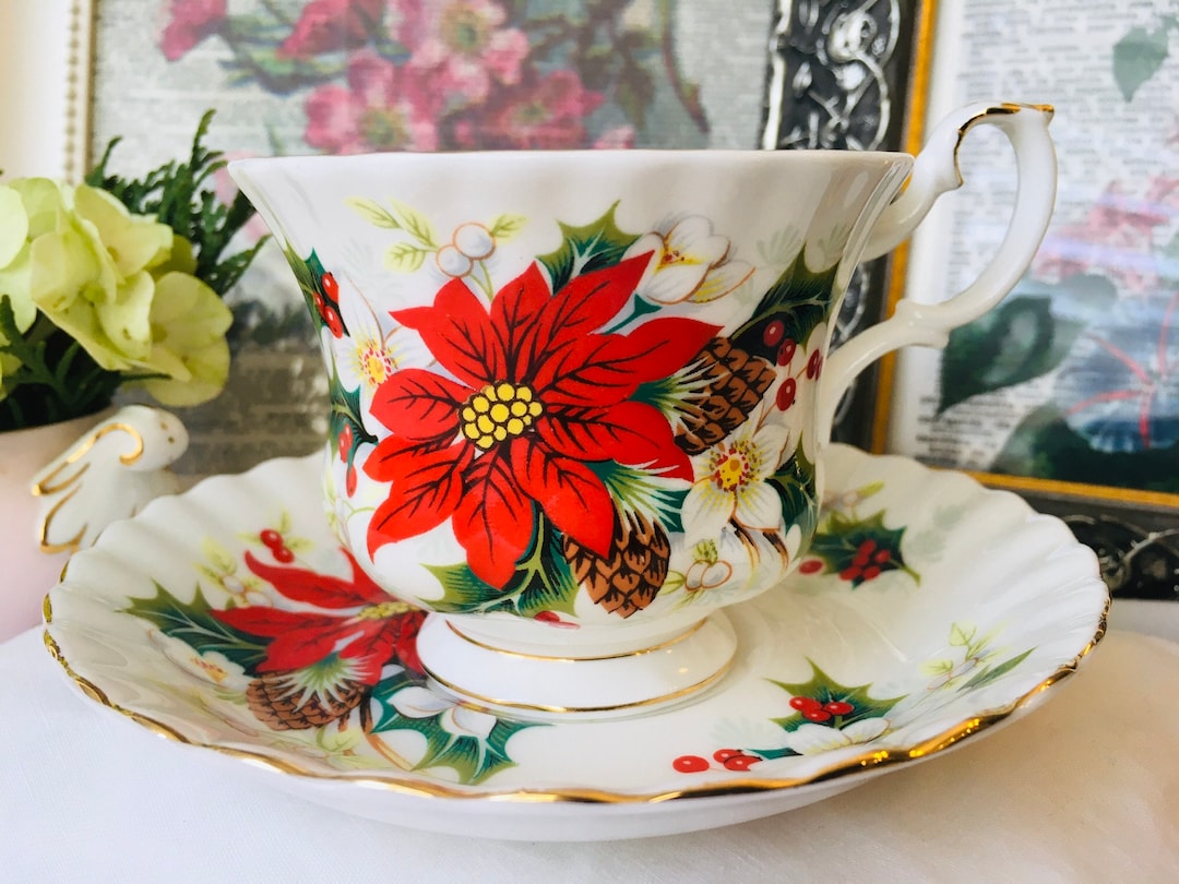 Royal Albert Yuletide Teacup and Saucer: Vintage Christmas Floral