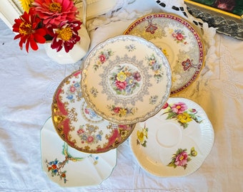 Shelley Replacement Saucers in Patterns Crabtree, Begonia, Crochet, Sheraton, Georgian, Vintage English China, Ring Holder Or Catch All Idea