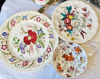 Mix and Match 3 Piece Place Setting with Wedgewood, Spode and Radfords, Vintage English China, Fall Farmhouse Table Decor, Tea Drinker Gift