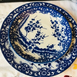 Antiguo Nippon Japonés Porcelana Azul y Blanco Floral | Etsy