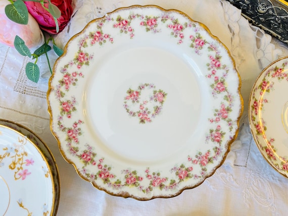 フランス製 Limoges ROSE DE LIMOGESディナープレート ペア フランス製