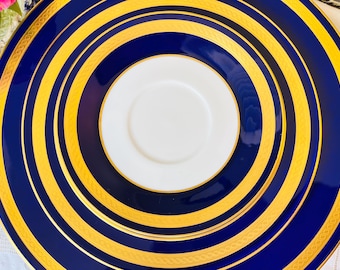 Royal Worcester Hampton Cobalt Blue and Gold Teacup, Saucer, Bread, Lunch and Dinner Plate, Vintage English China, Replacement China