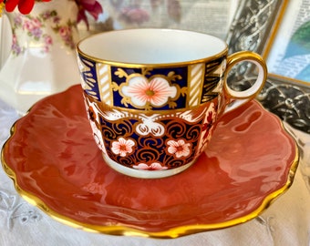 Royal Crown Derby Imari Espresso Teacup, Orange Aynsley Crocus Saucer, Royal Doulton and Aysnley  English Mismatched China