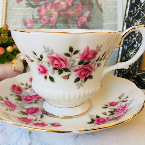 Royal Albert Pink Roses "Mother" Teacup and Saucer Scattered Roses and Rosebuds, Gift for Her, Mother's Day Gift