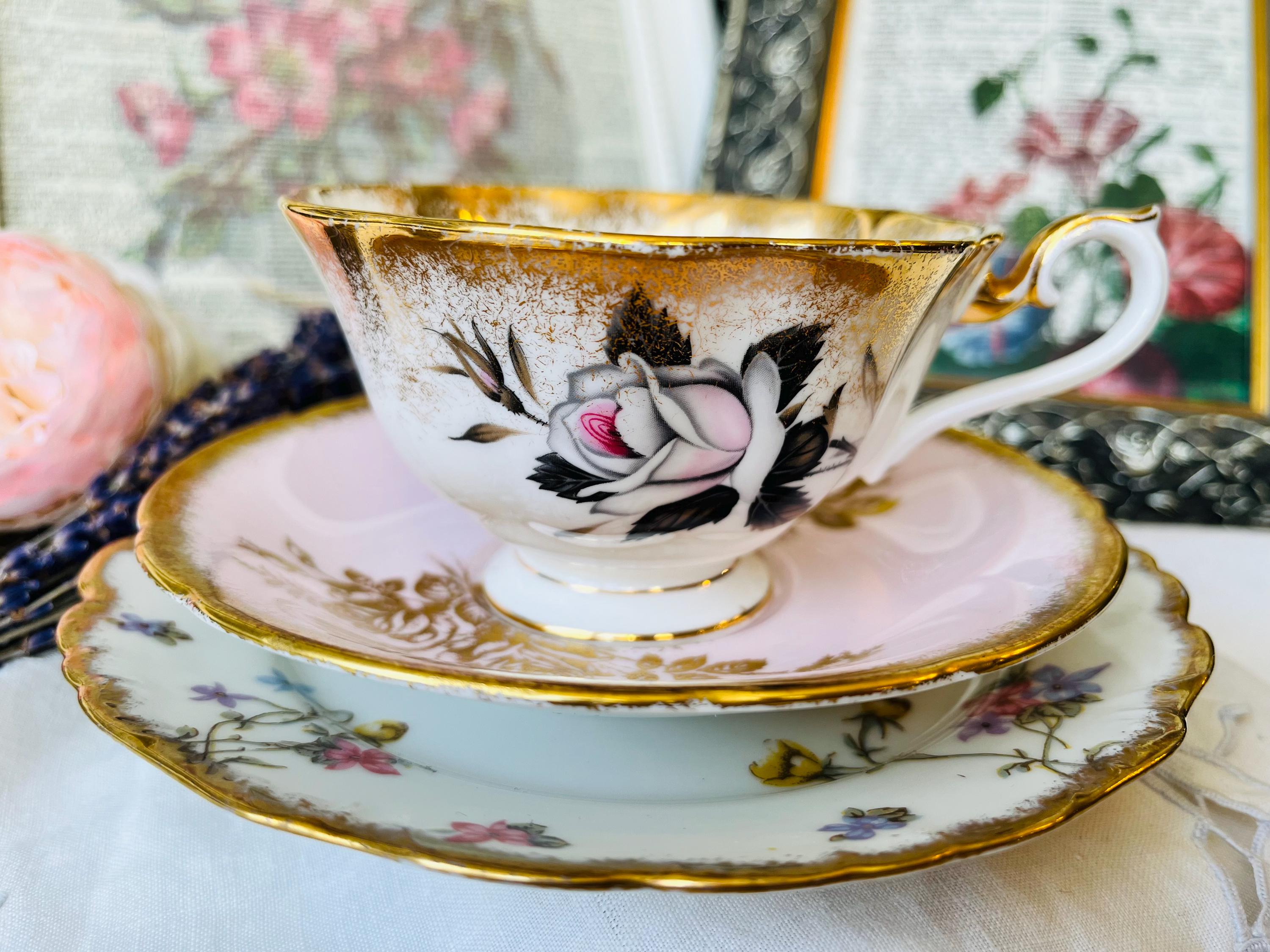 Antique T&V LIMOGES France Fine China Gold Handles Pink