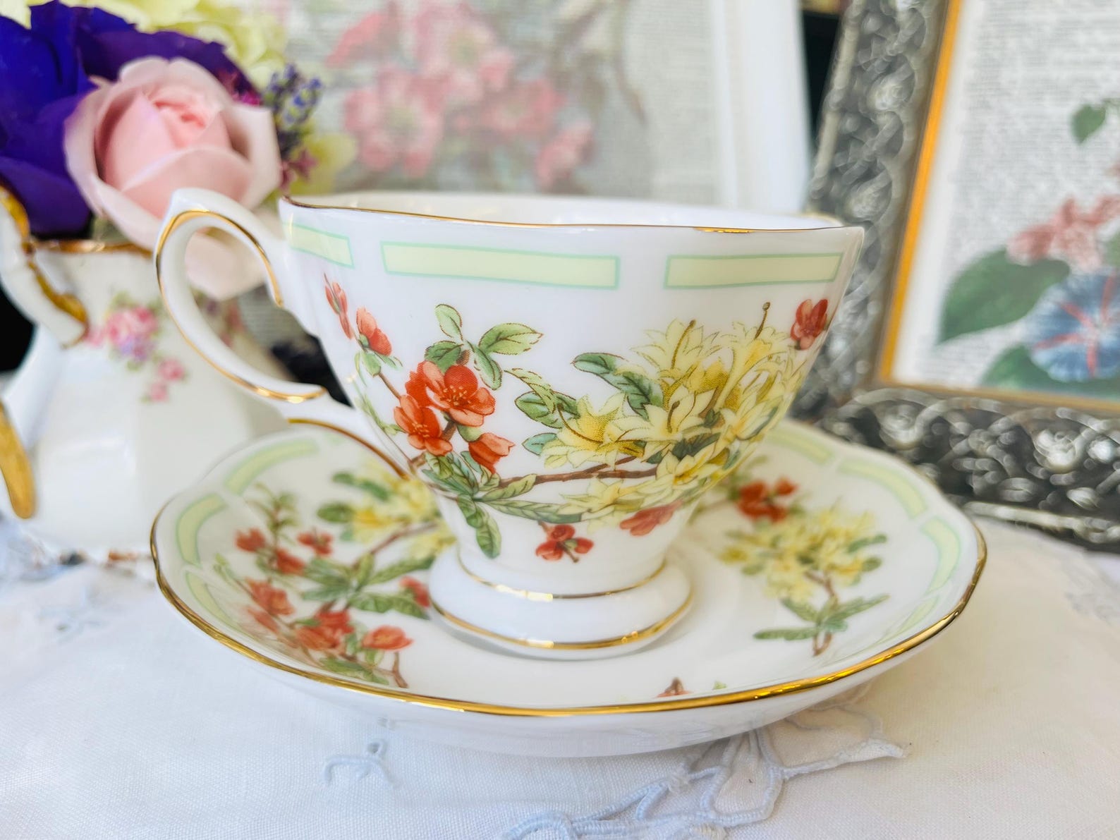 Royal Albert Rhododendron Teacup and Saucer, Vintage English Tea Set - Etsy
