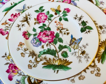 Whimsical Wedgewood Charnwood Pink Peony and Butterflies Teacup, Saucer, Bowl and Plates , 3 Tier Cakestand also available for Tea Party