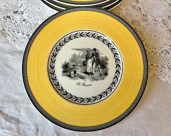 Villeroy & Boch Audun Ferme Coffee Pot, Yellow Mugs, Dessert Plate