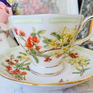 Royal Albert Rhododendron Teacup and Saucer, Vintage English Tea Set