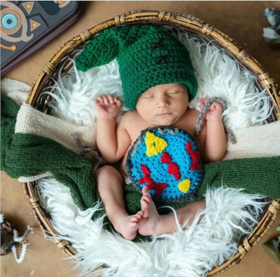 Link Newborn Outfit .zelda Outfit .zelda Costume. Link Costume . Link .  ZELDA BABY SET. Crocheted Link Baby Outfit. Baby Photo Props. Hats. 