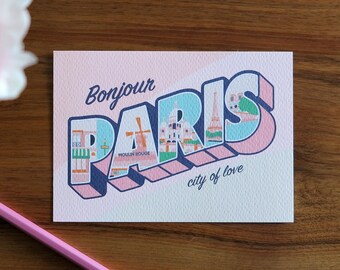 PARIS vintage style postcard