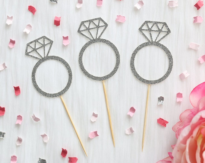 Diamond Ring Cupcake Toppers Set of 12 Engagement Party | Etsy
