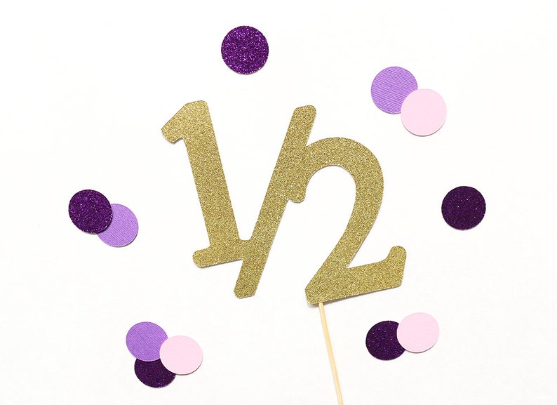 half birthday glitter cake topper 12 birthday cake topper etsy