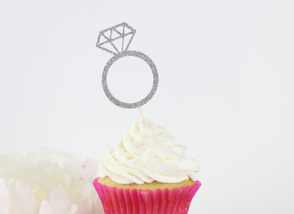 Diamond Ring Cupcake Toppers Set of 12 Engagement Party Etsy
