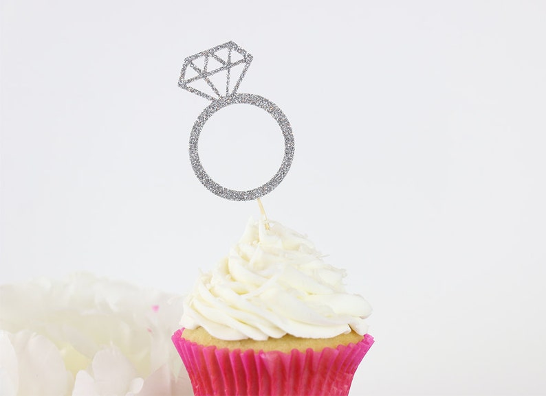Diamond Ring Cupcake Toppers Set of 12 Engagement Party | Etsy
