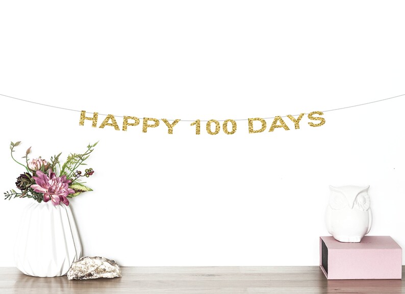 Happy 100 Days Glitter Banner Baby's 100th Day Banner | Etsy