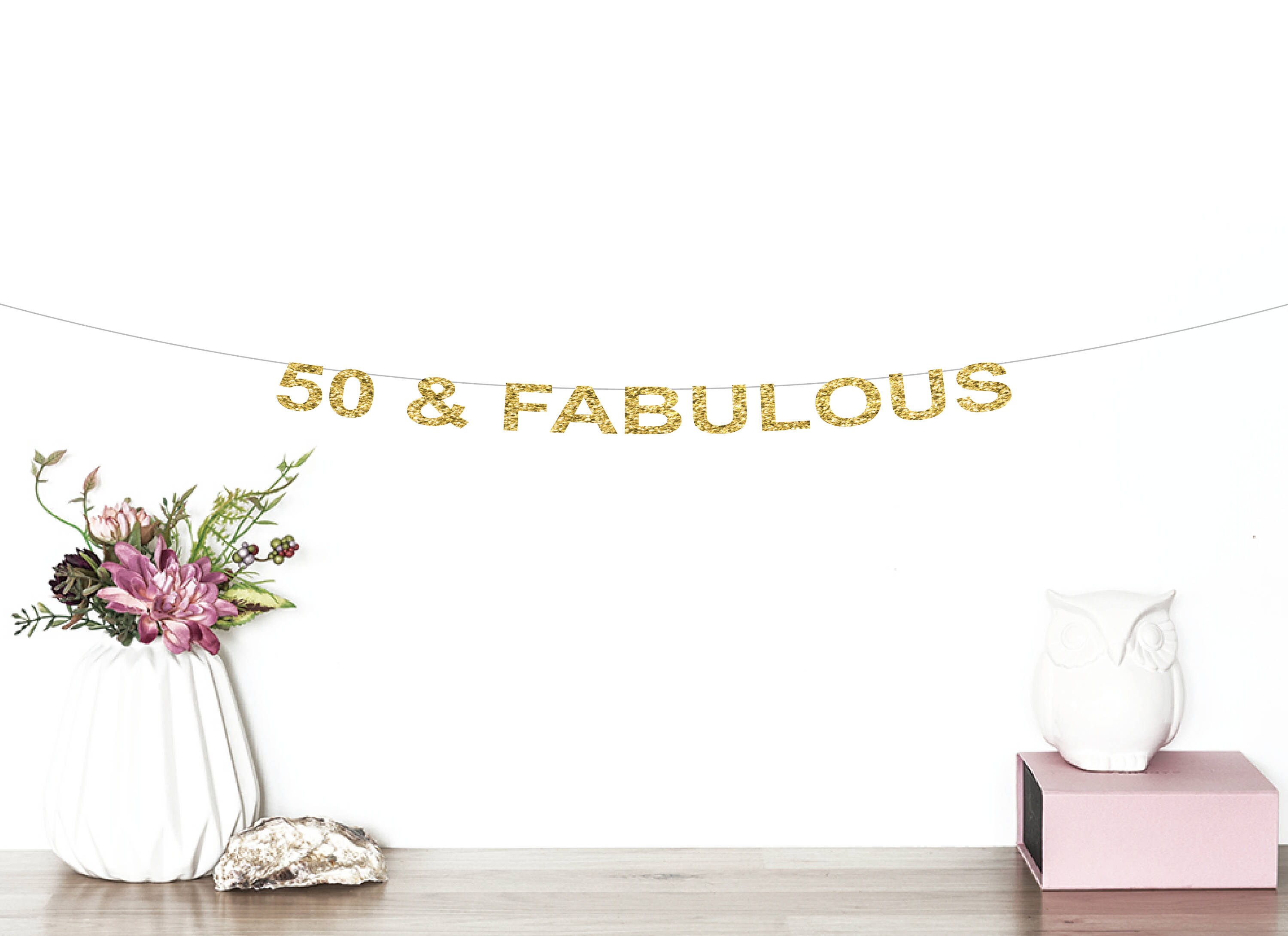 Glitter 50 Years Loved Birthday Banner-Great for 50th Birthday Wedding Party Decorations Funny Fifty Birthday Sign Party Decor