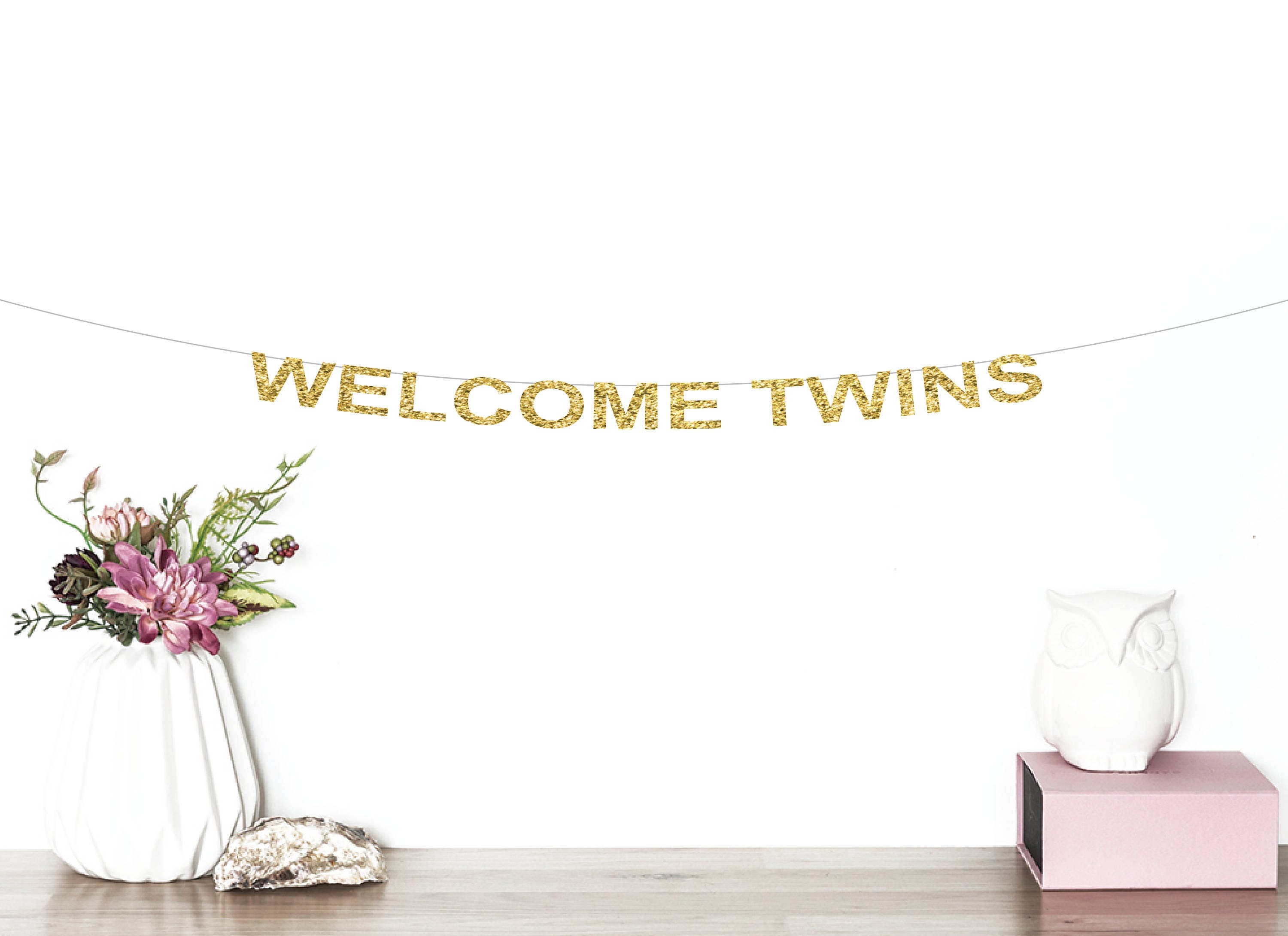 Welcome Twins Glitter Banner Twin Baby Shower Banner Twin | Etsy