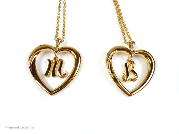 Vintage B Amp W Porn - Vintage Avon Initial Heart Necklace, Choose M or B, Pendant Alphabet  Letter, 1990s Jewelry