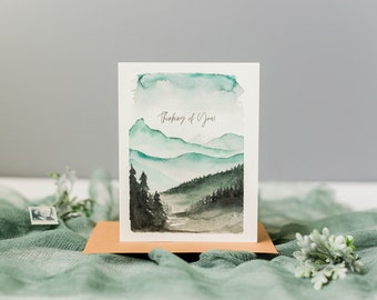 Watercolor Mountain Thinking Of You Blank Inside Greeting Card