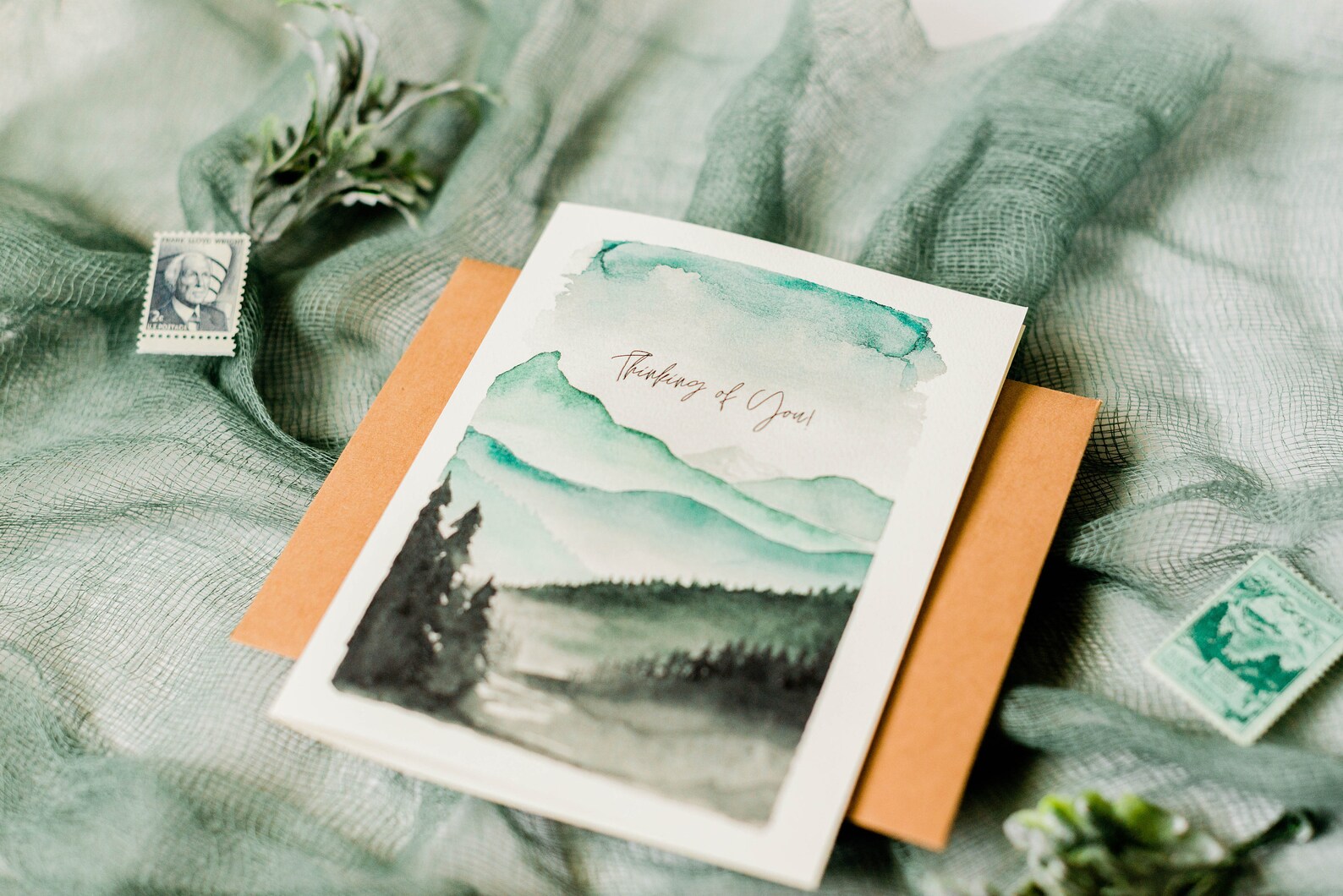 Watercolor Mountain Thinking of You Blank Inside Greeting Card - Etsy