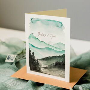 Watercolor Mountain Thinking of You Blank Inside Greeting Card - Etsy