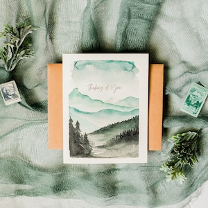 Watercolor Mountain Thinking of You Blank Inside Greeting Card - Etsy