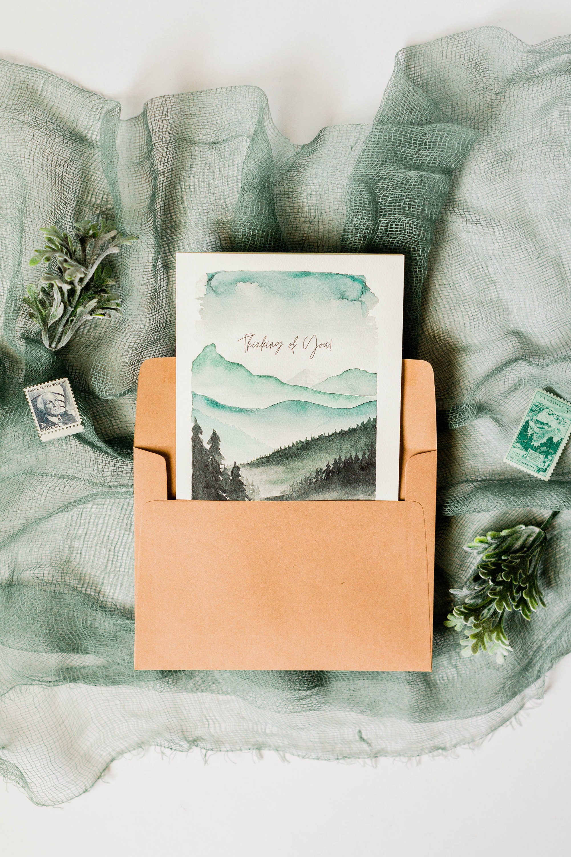 Watercolor Mountain Thinking of You Blank Inside Greeting Card - Etsy