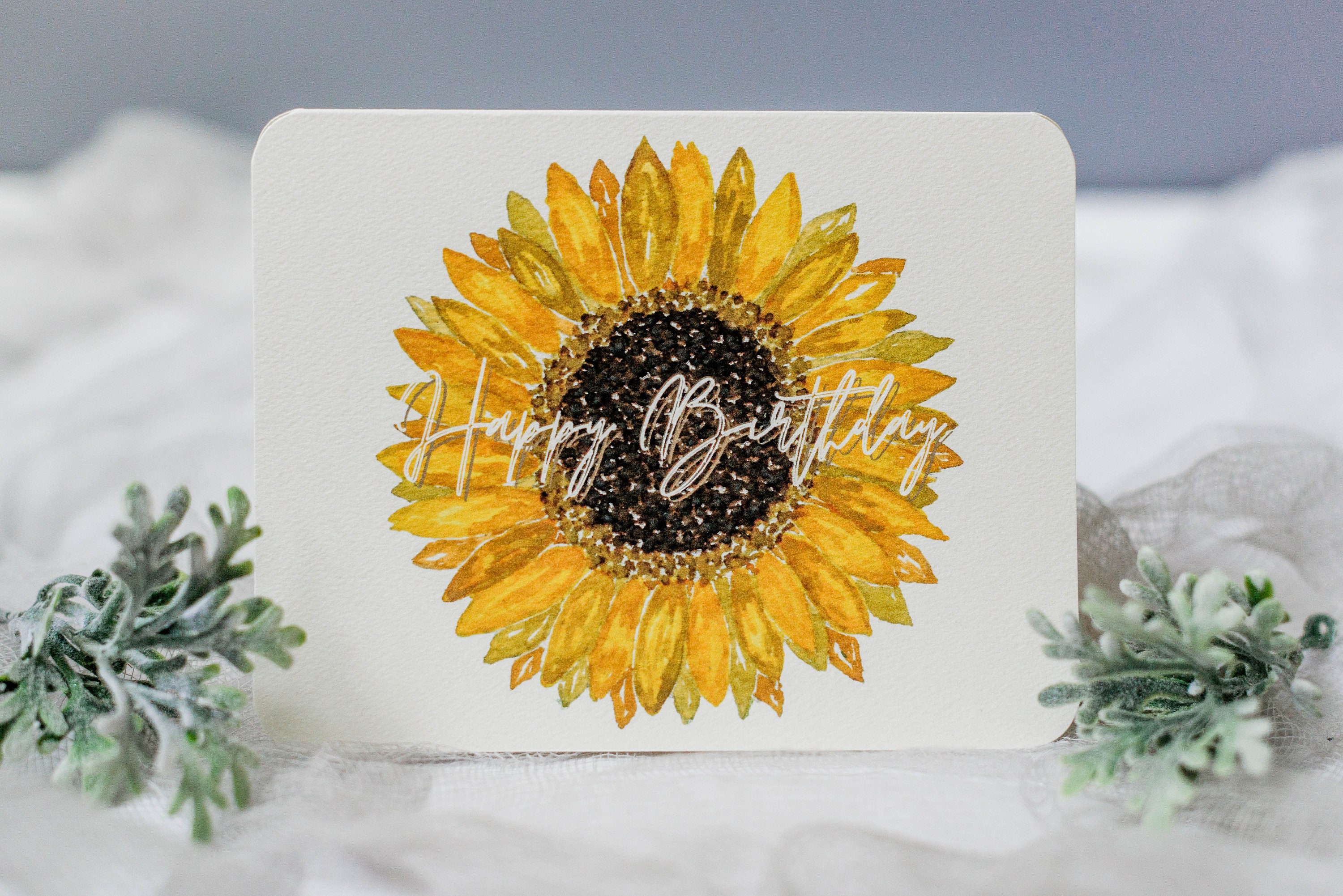 Hand Painted Sunflower Birthday Card for Her Etsy