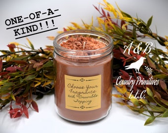 Extra Scented 16 oz Customizable Jar Candle, SUPER SCENTED, Choose Your Crumble Topping! Bakery, Christmas, Fall, Spring, Masculine Scents