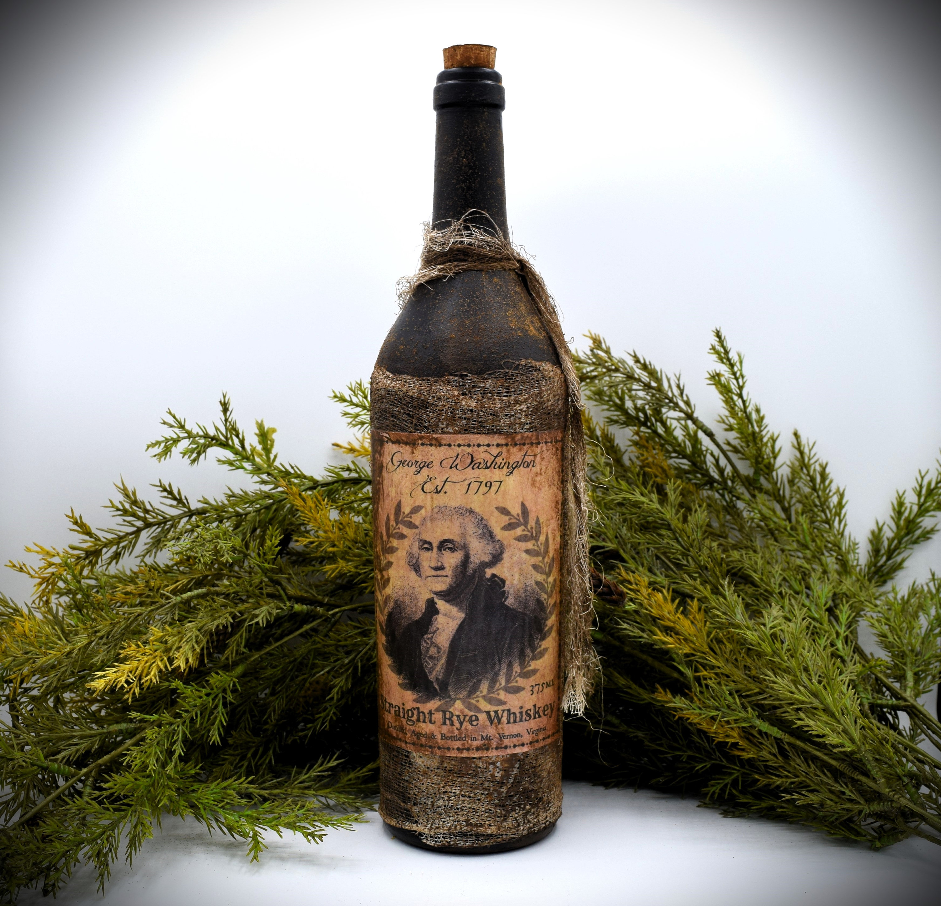 George Washington Whiskey Bottle: Antique Distressed Style