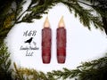 Set of TWO (2) Red Glittered 4 inch LED Wax Dipped Taper Candles with Timer, Battery Operated Flameless Candles, Vintage Christmas Decor