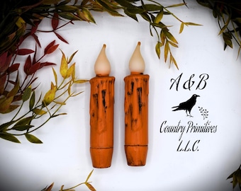 Bougies coniques sans flamme Grungy Harvest orange de 4 po. avec minuterie (Ensemble de 2)